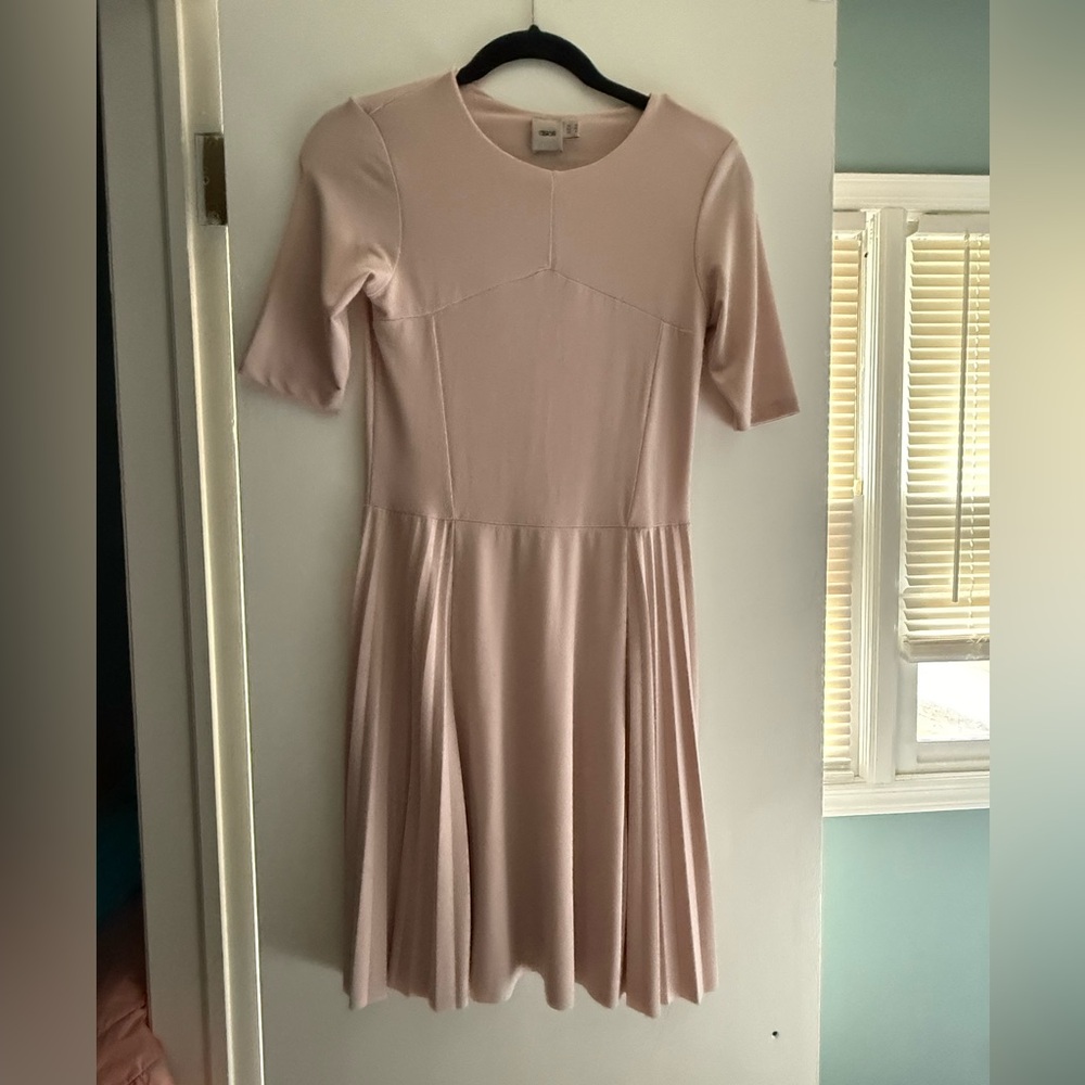 ASOS Light Pink Midi Dress with Short Sleeves